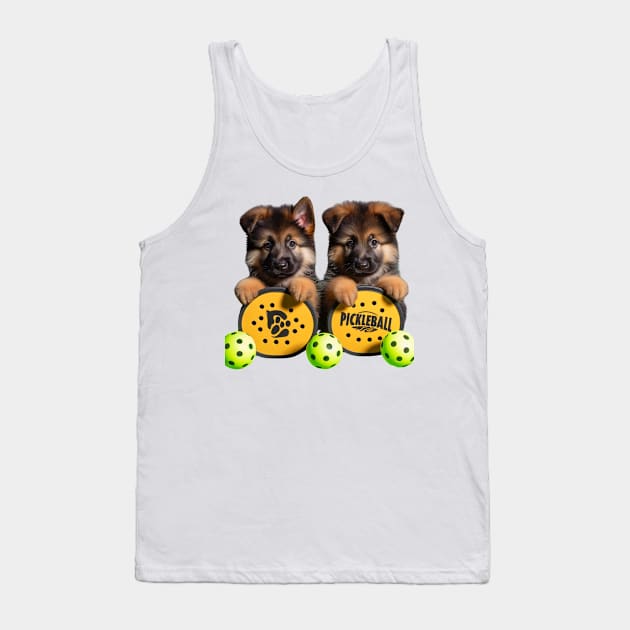 German Shepherd Puppies Pickleball Design Tank Top by Battlefoxx Living Earth